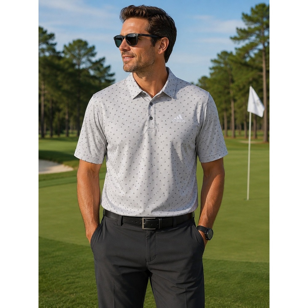 ADIDAS GOLF Men's XL Gray Short Sleeve Overall Print Polo Shirt -1232